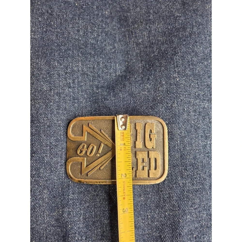 Vintage Go Big Red Solid Brass Belt Buckle Nebraska Football